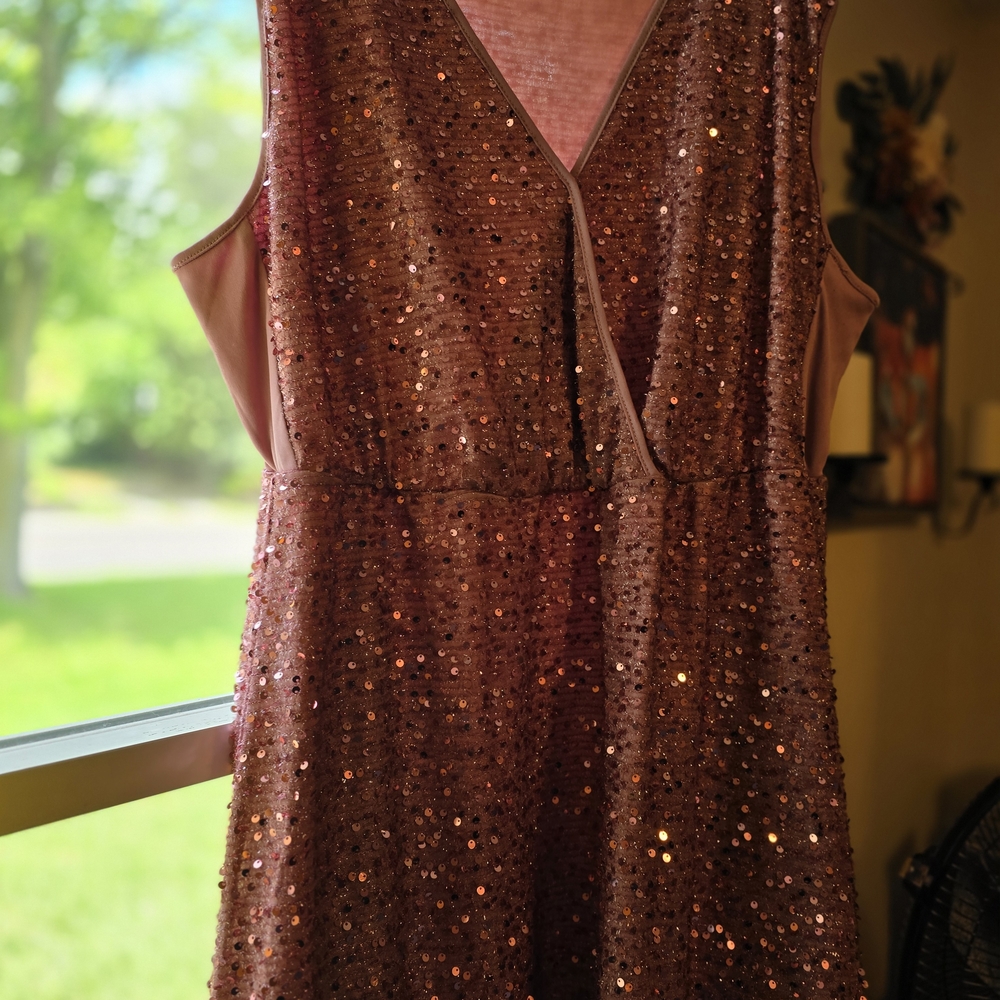 BloomChic Copper Sequin Midi Dress